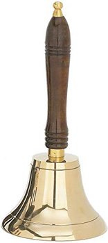 Large & Heavy Solid Brass Hand Bell with Wood Handle 11