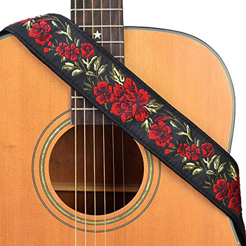 CLOUDMUSIC Red Rose Guitar Straps