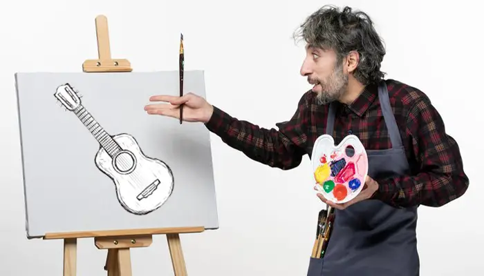 How to draw a guitar step by step