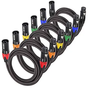 XLR Microphone Cables 25 ft 6 Packs Braided