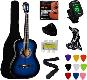 YMC 38-Inch Acoustic Guitar Set in Blue
