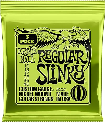Ernie Ball Regular Slinky Nickel Wound Electric Guitar Strings 3 Pack
