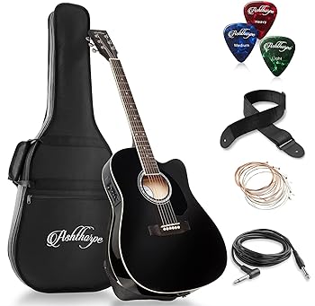 Ashthorpe Full-Size Cutaway Thinline Acoustic-Electric Guitar Package