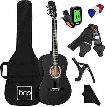Best Choice Products 38in Beginner All Wood Acoustic Guitar Starter Kit