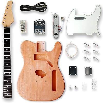 BexGears Electric Guitar Kit - Okoume Wood Body (White Pickguard)