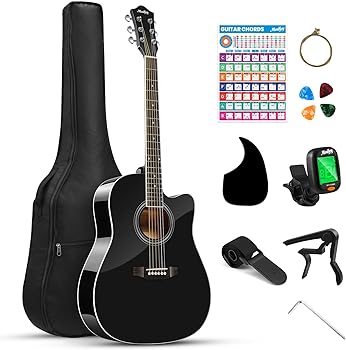  Moukey Black 41-Inch Acoustic Guitar Beginner Pack
